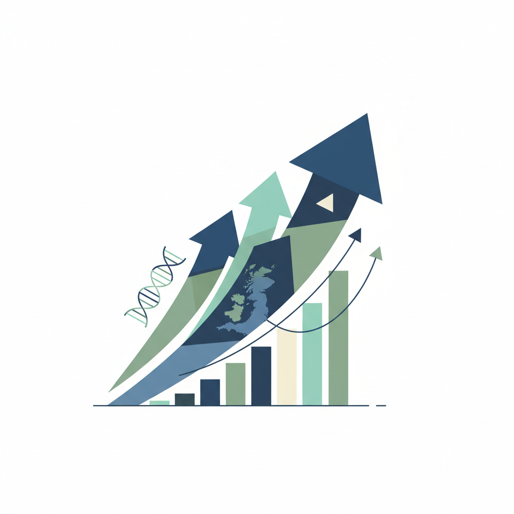Abstract illustration of data points and trend lines ascending, representing increasing ADHD prevalence, with subtle, interconnected geometric shapes, avoiding explicit brain imagery.